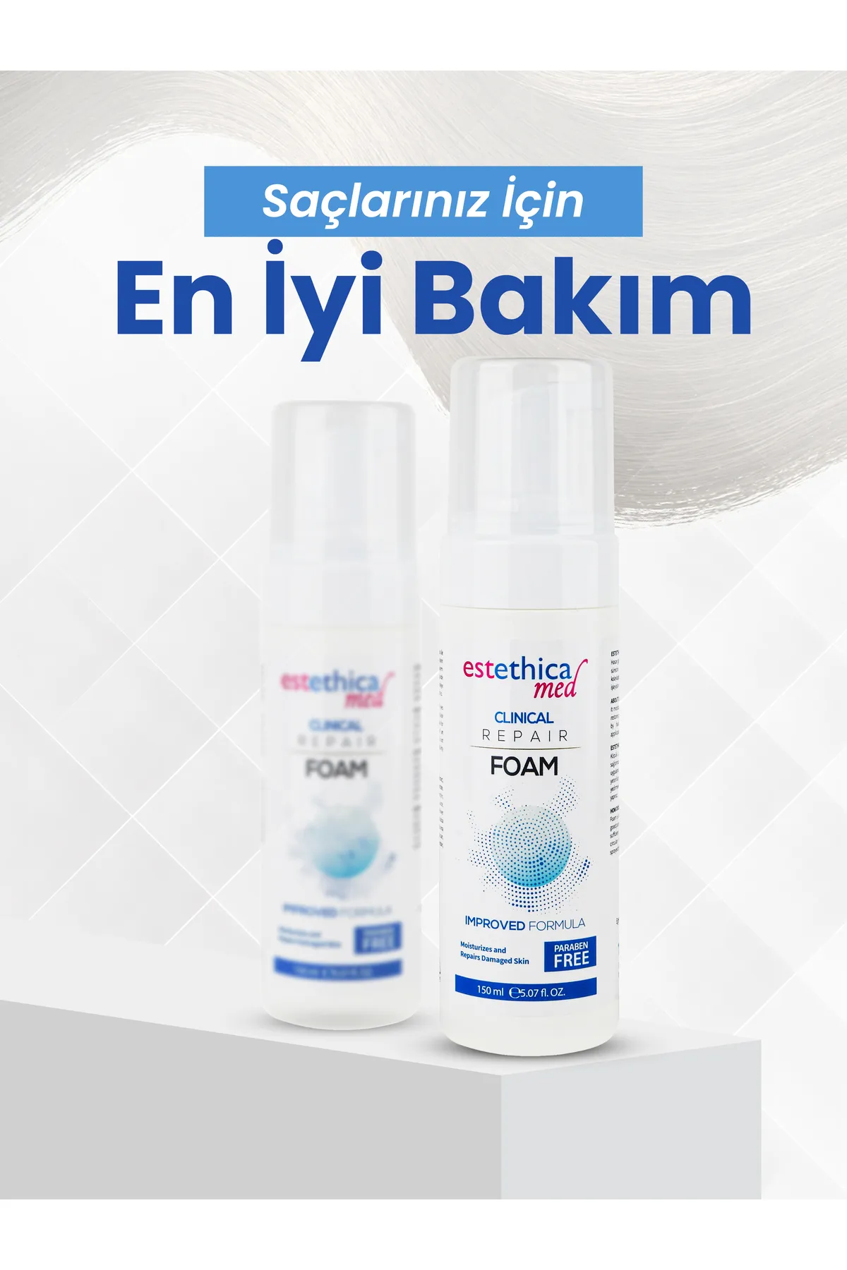 EstethicaMed Saç Köpüğü 150 ml - Günlük Saç Bakımı ve Dökülme Karşıtı, Kadın ve Erkekler İçin